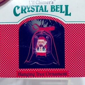 crystal bell Santa ornament 80’s